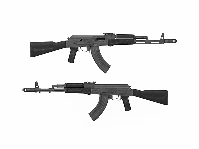 Two Black Assault Rifles With Modern Military Style And Tactical Features 3d model