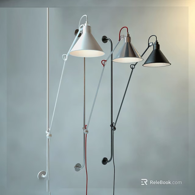 Modern Wall Lamps with Adjustable Arms and Various Colors for Home Decoration 3d model 
