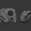Gray And Black Mechanical Equipment Components With Circular Structures And Textures 3d model