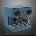Modern Blue Coffee Machine Design Featuring Black Knobs White Buttons And Handle