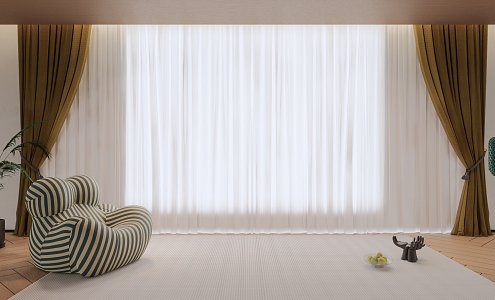 Modern Curtain Window Screen 3d model