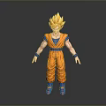 Dragon Ball Character Goku With Spiky Yellow Hair Orange Uniform Blue Wristbands And Boots