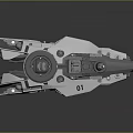 Futuristic Spacecraft Model 01 With Gray And White Mechanical Structure And Circular Cockpit