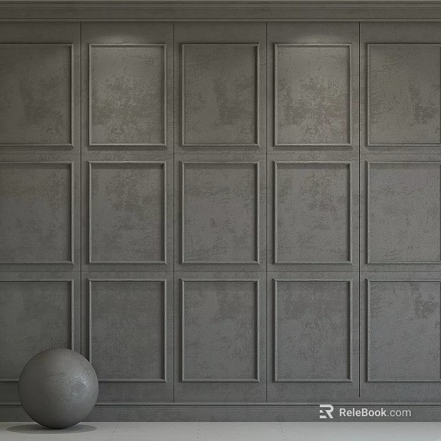 Gray Square Wall Panels With Textured Surface And Grid Design 3d model