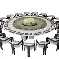 Elegant Modern Round Dining Table Set With Marble Tabletop Wine Glasses And Chairs 3d model