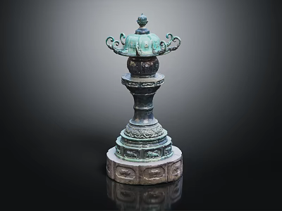 Elegant Classical Bronze Outdoor Light With Intricate Ornate Carved Decorative Design 3d model