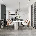 Elegant Modern Kitchen Interior Design With Marble Island And Luxury Cabinets 3d model