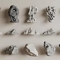 Natural Stone and Wood Decorative Pieces with Diverse Shapes and Textures