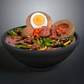 Hearty Food Bowl With Soft Boiled Egg Meat Pieces And Fresh Vegetables