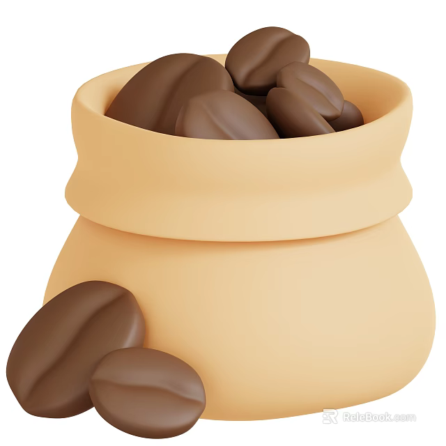 High Quality Coffee Beans in Ceramic Jar with Scattered Beans Nearby 3d model 