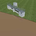 Concrete Observation Platform With Metal Railing On Green Grass Field