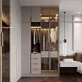 Modern Bedroom Interior With Circular Decor Ring Chandelier Soft Rug And Wooden Nightstands