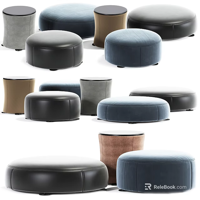 Modern Upholstered Sofa Stools In Multiple Colors And Contemporary Styles 3d model 