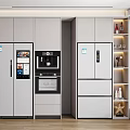 Sleek Modern Kitchen Interior With Built in Refrigerators And Freezers And Cabinets