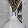 Elevator Hallway Featuring Gray Walls Ceiling Lines 17F 1F Signs Floor White Lines Display Screen 3d model