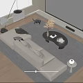 Sofa Coffee Table Combination Multi-player Sofa Side Table Floor Lamp Ornaments Combination Projector 3d model
