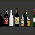 Various Alcohol Beverage Bottles With Different Colors And Designs On