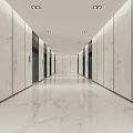 Modern Elevator Lobby With Marble Walls And Floors 3d model