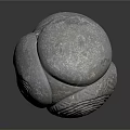 Artistic Stone Sculpture Carving With Spherical Shape And Textured Surface 3d model