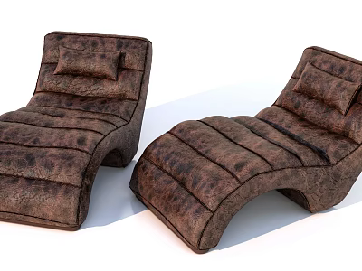 Brown Leopard Print Modern Lounge Chairs With Curved Design And Cushions 3d model