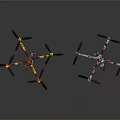 Space Exploration Aerial Drones With Red Yellow And Black White Designs For Cosmic Missions