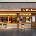 Modern Bar Interior Design With Blue Circular Ceiling Lights Wine Racks And Cozy Seating