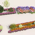 Road Facilities Featuring Roadside Greenery with Vibrant Flower Beds and Various Plants