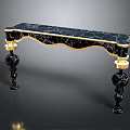 Luxury Console Table With Black Marble Top And Gold Accents Carved Legs