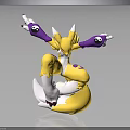 Vibrant Fantasy Creature Character With Yellow Body Purple Arms And Horns
