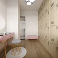 Spacious Fitness Studio Interior With Pilates Reformers Wooden Floors And Strip Lights