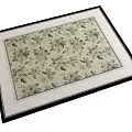Classic Square Area Rug With Floral Pattern Beige Base And Black Border Design 3d model