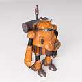 Orange Smart Machine Robot Featuring Mechanical Arms And Vintage Industrial Design