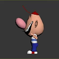 Smiling Cartoon Character Creature With Red Hair Big Nose Blue White Striped Shirt