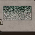 Interior Wall Art With Green White Gradient Painting Golden Crane Decoration And Window Green Plants