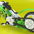 Detailed Green Building Blocks Motorcycle With Rebel Decal And Mechanical Structure