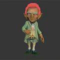 Animated Fantasy Game Movie Character With Red Hair Pointed Ears Light Blue Coat White Shirt