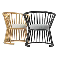 Stylish Black And Light Wood Accent Chairs With Gray Cushion And Face Pattern Pillow