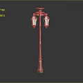 Classic Outdoor Lamp Post Furniture With Two Decorative Lamp Shades And Metallic Finish