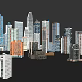Cartoon City Night Scenery With Tall Illuminated Buildings And Water Reflection
