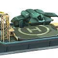 Green Fighter Jet On Military Platform With Equipment And Structural Design Elements 3d model
