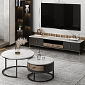 Living room TV cabinet coffee table TV cabinet coffee table combination TV cabinet background wall 3d model