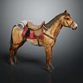 Traditional Horse Riding Saddle With Red Blanket And Leather Straps