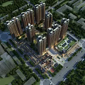 Modern High Rise Residential Buildings Surrounded by Greenery and Central Community Park