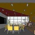 School Interactive Learning Area Featuring CREATE Wall Yellow Chairs Large Windows And Stepped Seating 3d model