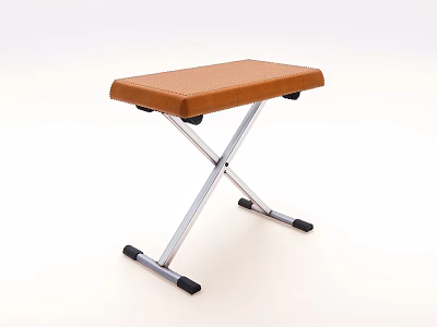 Modern Leisure Chair With Brown Textured Seat Silver Metal Crossed Frame And Non Slip Pads 3d model
