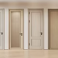 Wooden Hinged Doors In Various Styles With Glass Inserts And Panel Designs 3d model