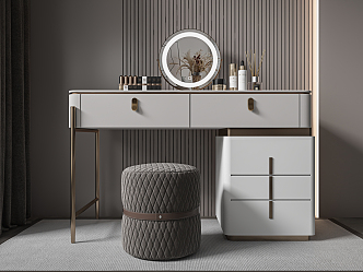 Light Luxury Dressing Table Dressing Table Stool Combination 3d model