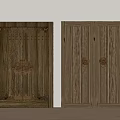 Traditional Wood Double Doors With Decorative Brass Door Knockers Classic Design And Natural Texture