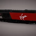 Red Virgin Train With Yellow Front And Black Roof Exterior Design