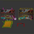 Indoor Skatepark Training Setup With Graffiti Walls Orange Ramp And Red Rails